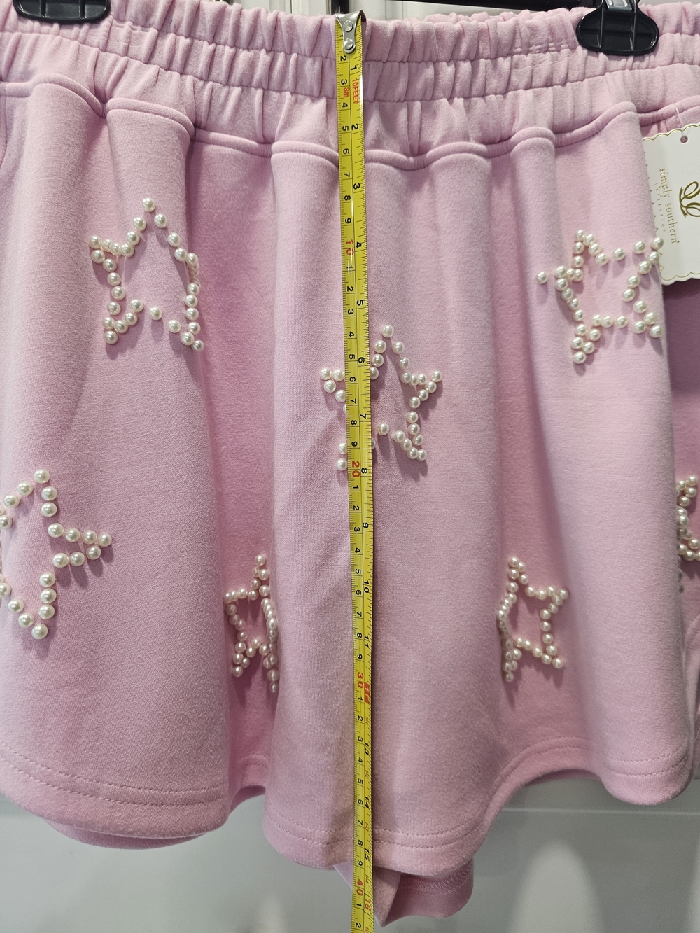 BOUTIQUE SALE!Simply Southern Embellished Pink Women's Skort - Pearl Star Accent - Picture 10 of 12